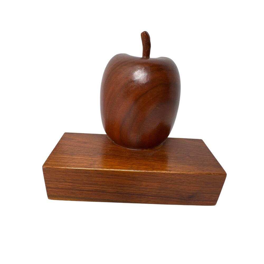 Vintage apple hand carved brown finished book end replacements piece
